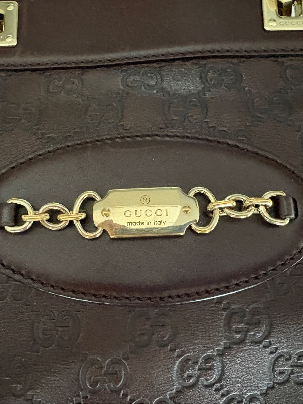 Title: Gucci Guccissima Punch Large Tote 145993 Brown Leather Horsebit bag - Picture 5 of 13
